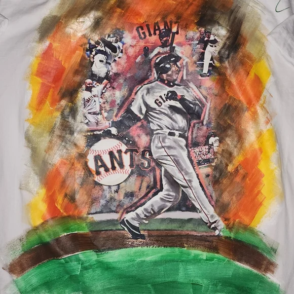 Rare 90s / early 00s KAMA 4K brand hand painted SF Giants Barry Bonds 4XL tshirt